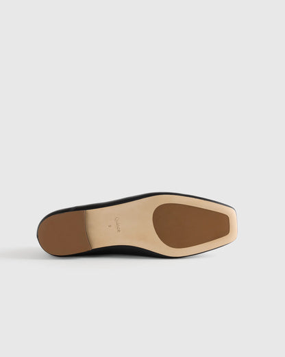 Italian Leather Square Toe Ballet Flat - 5 / Cognac