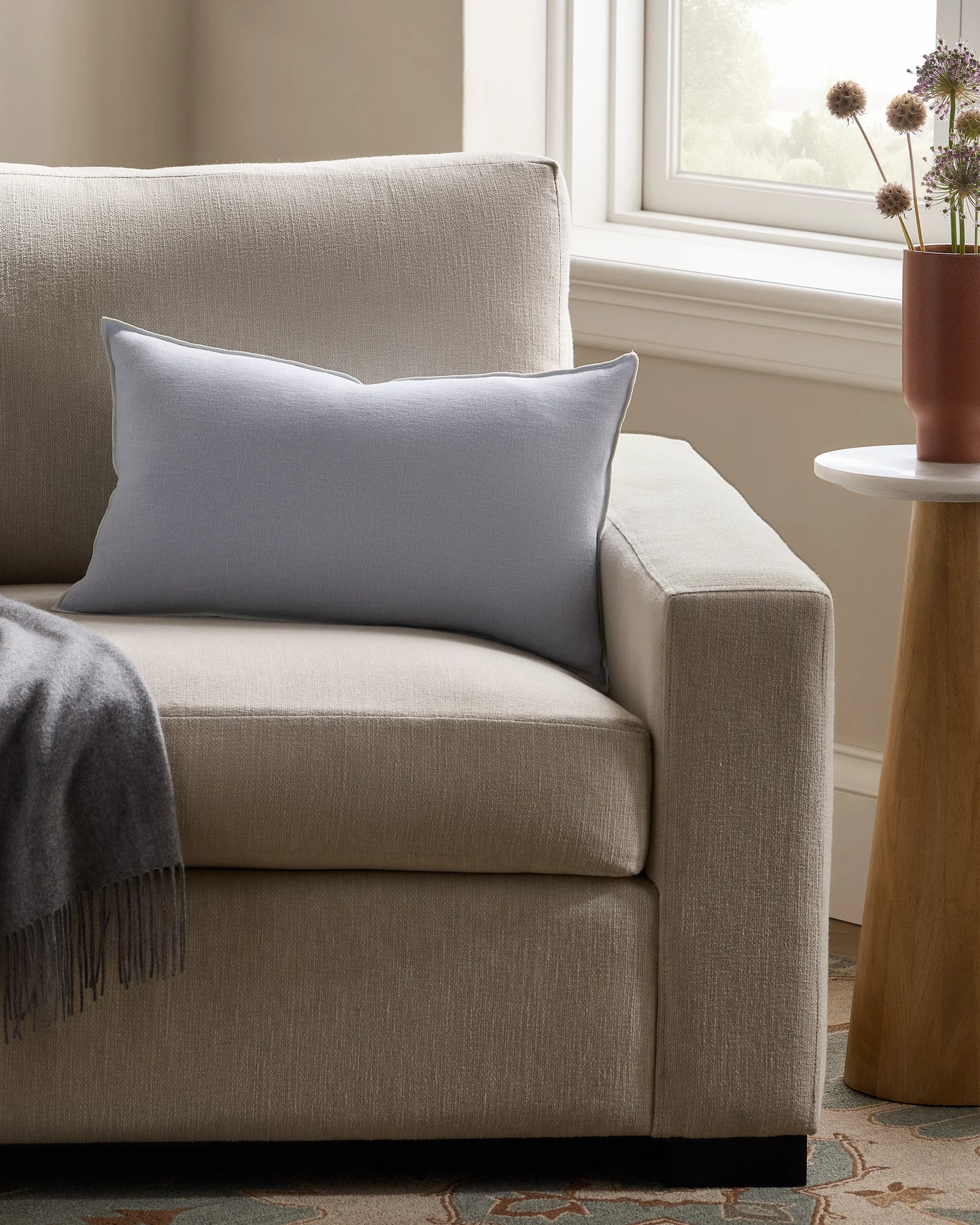 Contrast European Linen Pillow Cover (Set of 2) - 12x20 / Sage/Pine
