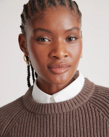 100% Organic Cotton Fisherman Crew Sweater - XS / Sapphire Blue