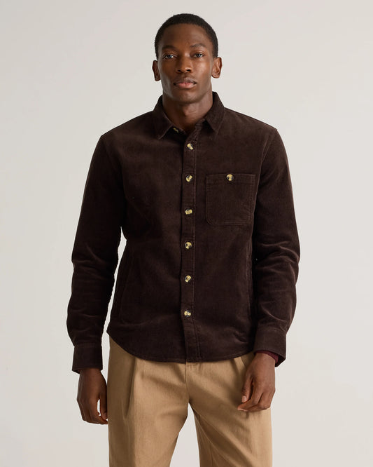 Organic Stretch Corduroy Overshirt - S / Espresso