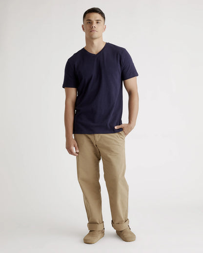 100% Organic Cotton Slub V-Neck Tee - S / Heather Grey