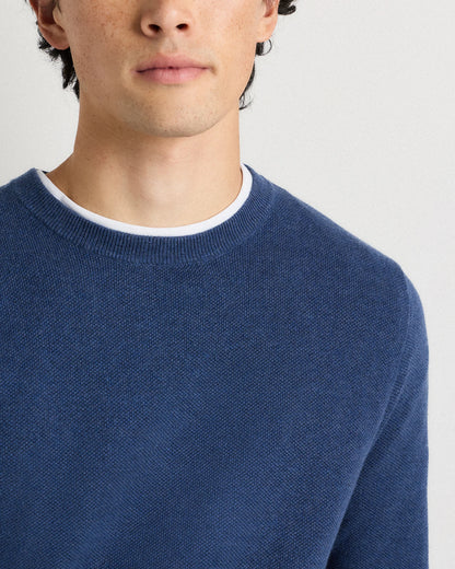 100% Organic Cotton Pique Crewneck Sweater - S / Moonstone Blue