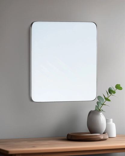 Square Metal Framed Wall Mirror - One Size / Black Metal Frame