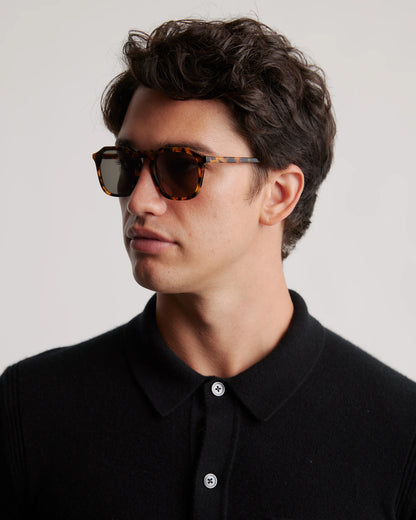 Jude Polarized Acetate Sunglasses - One Size / Black with Green lens