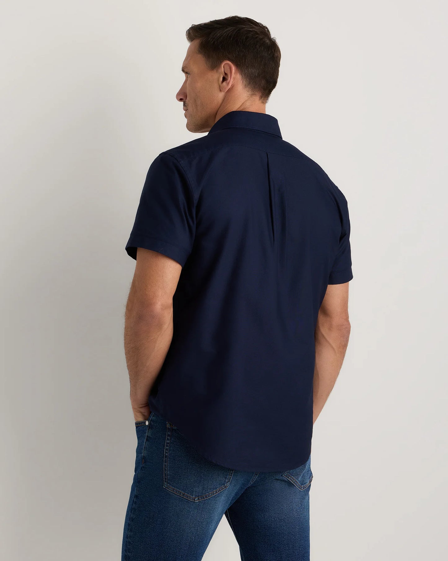100% Organic Cotton Short Sleeve Oxford Shirt - S / Dark Coal