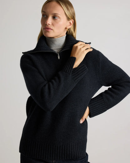 Luxe Baby Cashmere Quarter Zip Sweater - XS / Creamy Cortado