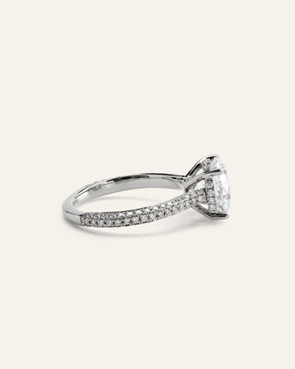 Lab Grown Diamond Round Pave Cathedral Engagement Ring - 3ct - 4 / Yellow Gold