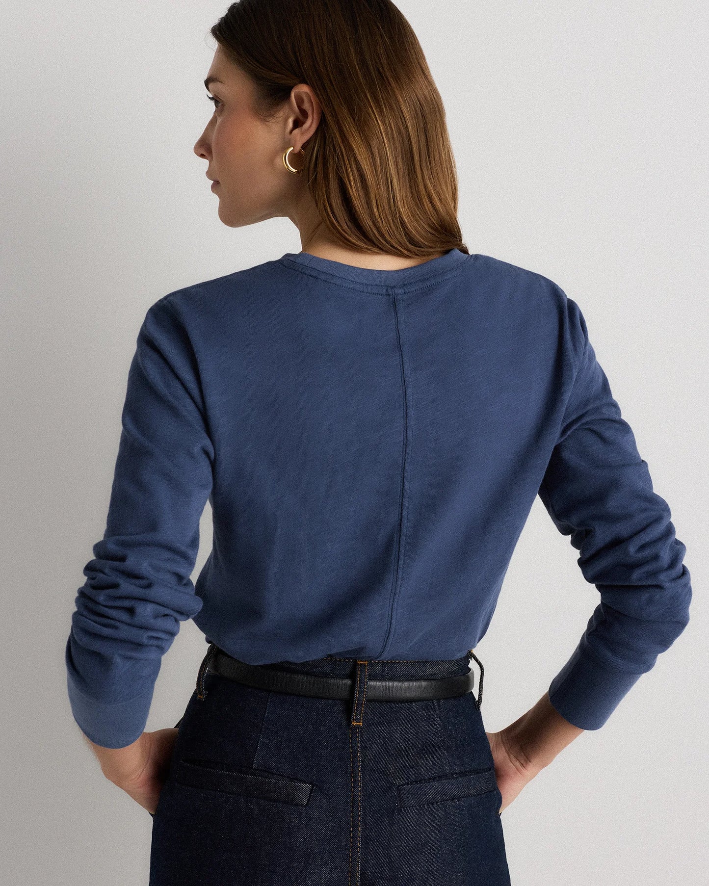 100% Organic Cotton Slub Long Sleeve Tee - XS / Smoked Thyme Green