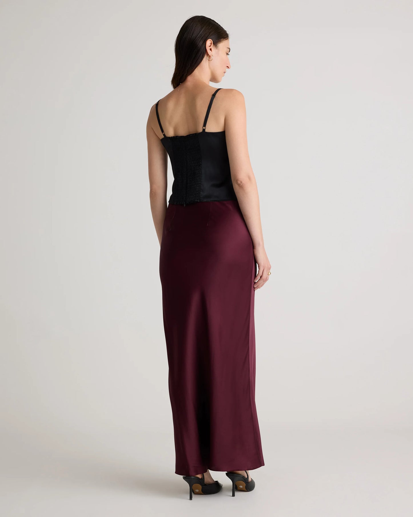 100% Washable Silk Maxi Skirt - XS / Champagne