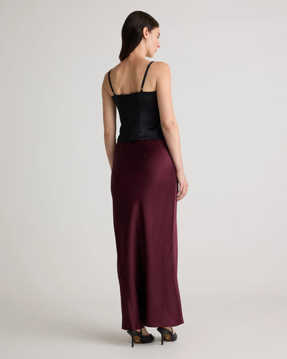 100% Washable Silk Maxi Skirt - XS / Champagne
