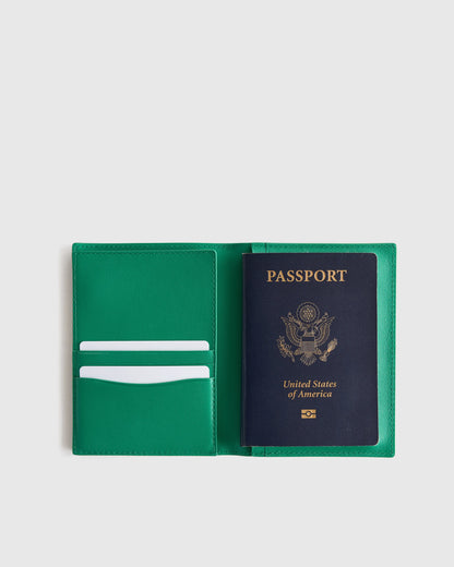Nappa Leather RFID Blocking Passport Holder - One Size / Cherry Red