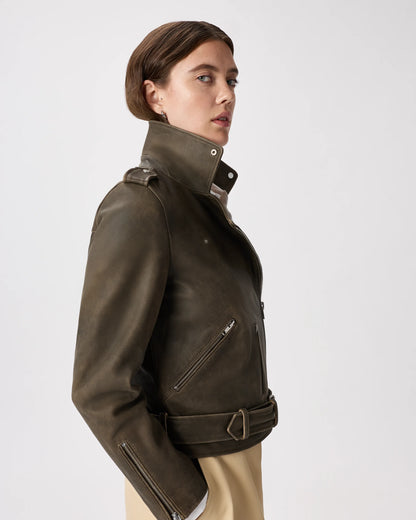 100% Leather Motorcycle Jacket - XS / Cognac
