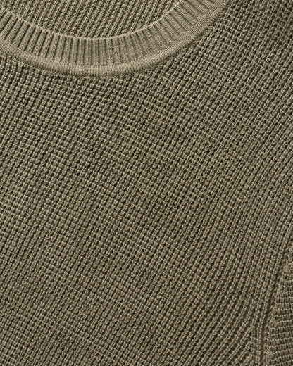 Organic Cotton Cashmere Waffle Crewneck Sweater - S / Bayberry Olive