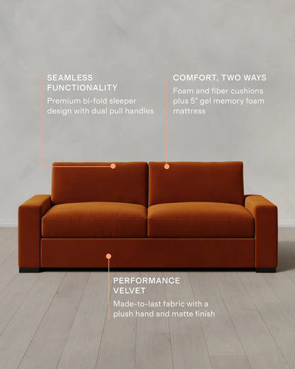 Stillman Sleeper Sofa in Performance Velvet - Queen / Java