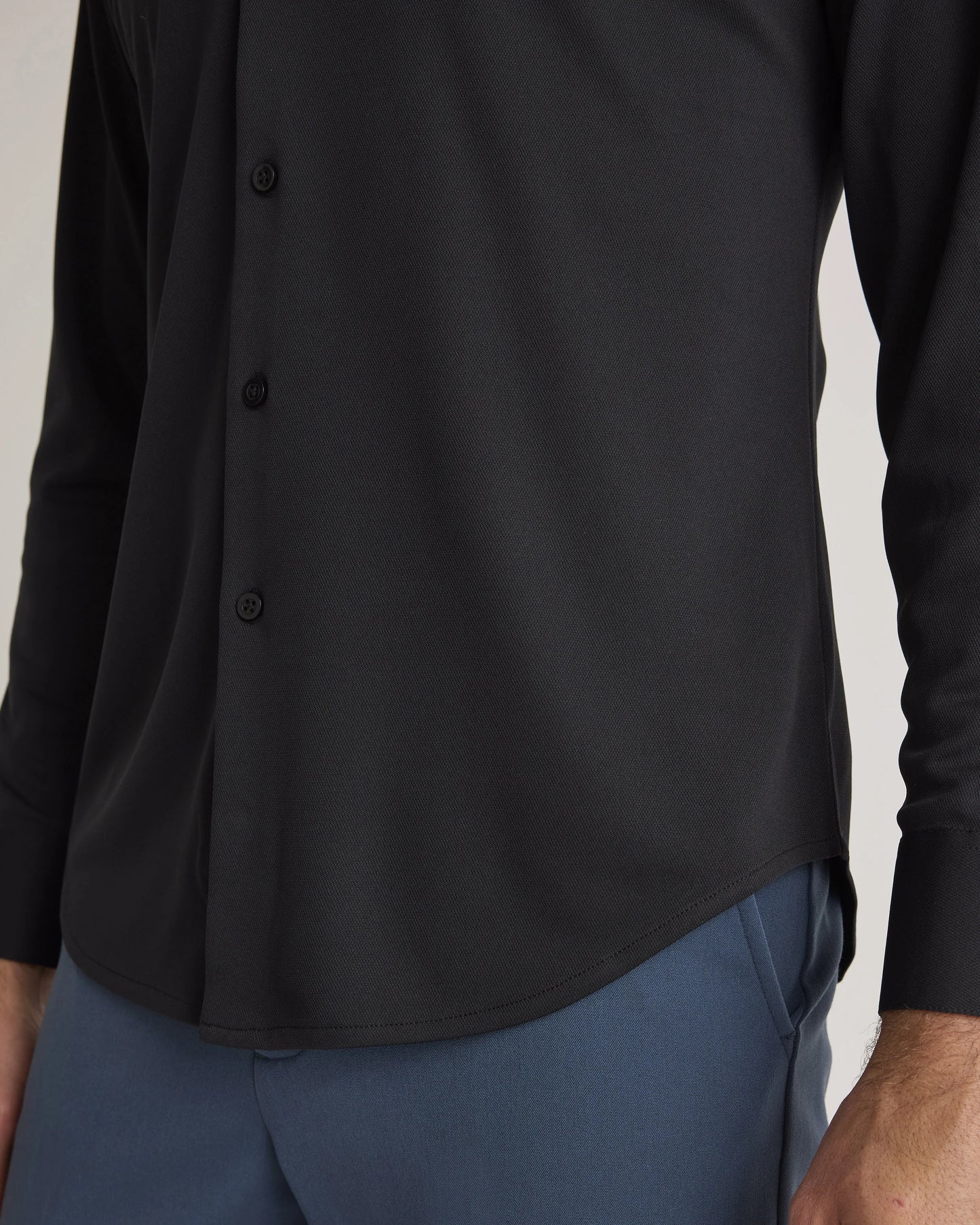 Commuter Stretch Pique Long Sleeve Button Down - XS / Dark Coal