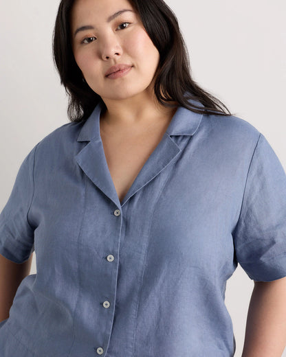 100% European Linen Short Sleeve Shirt - 1X / Flax