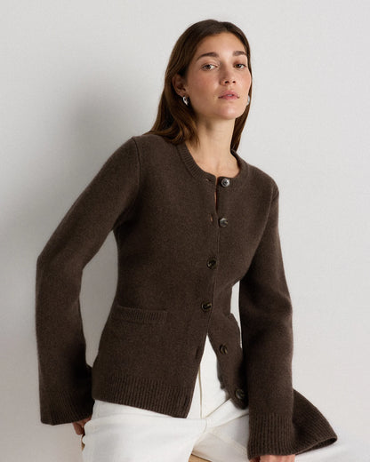 Mongolian Cashmere Structured Cardigan - XS / Oatmeal