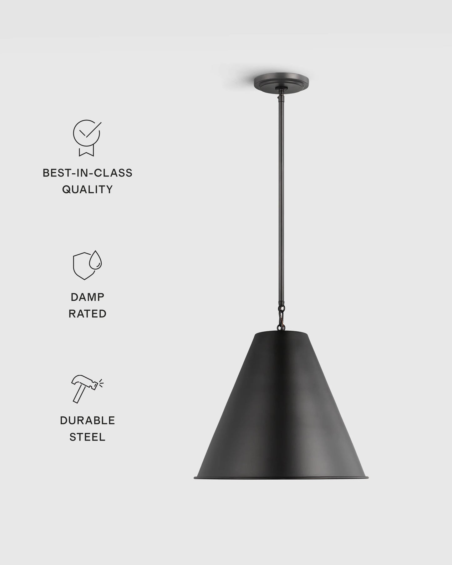 Tapered Steel Shade Pendant Light - One Size / Brass