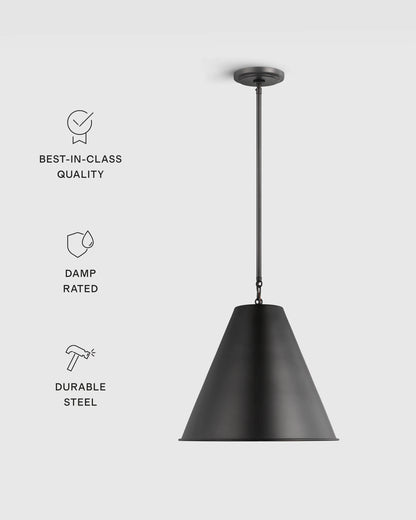 Tapered Steel Shade Pendant Light - One Size / Brass
