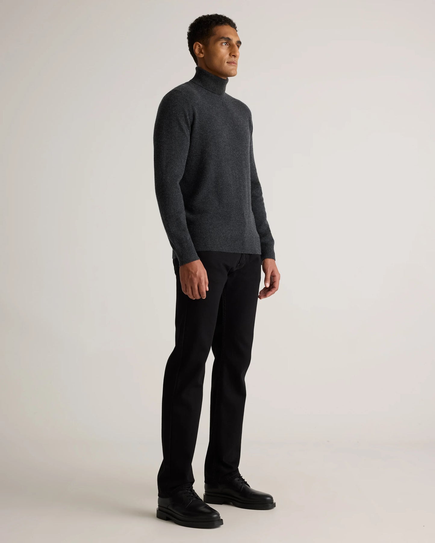 Mongolian Cashmere Turtleneck Sweater - S / Black