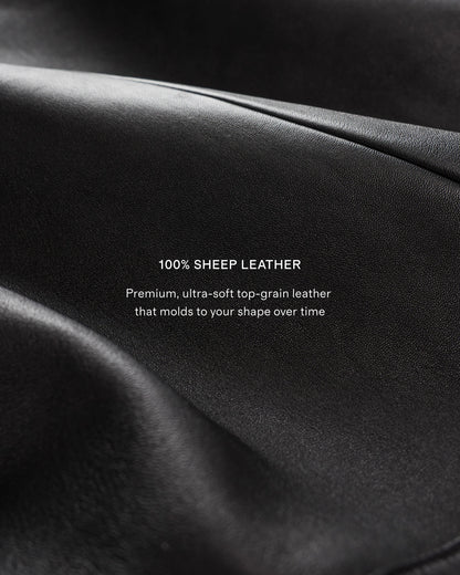 100% Leather Harrington Jacket - S / Dark Cognac Brown