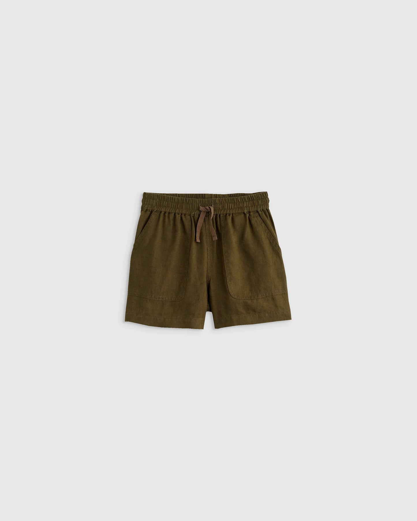 100% European Linen Drawstring Shorts - 2T / Vintage Pink Chambray