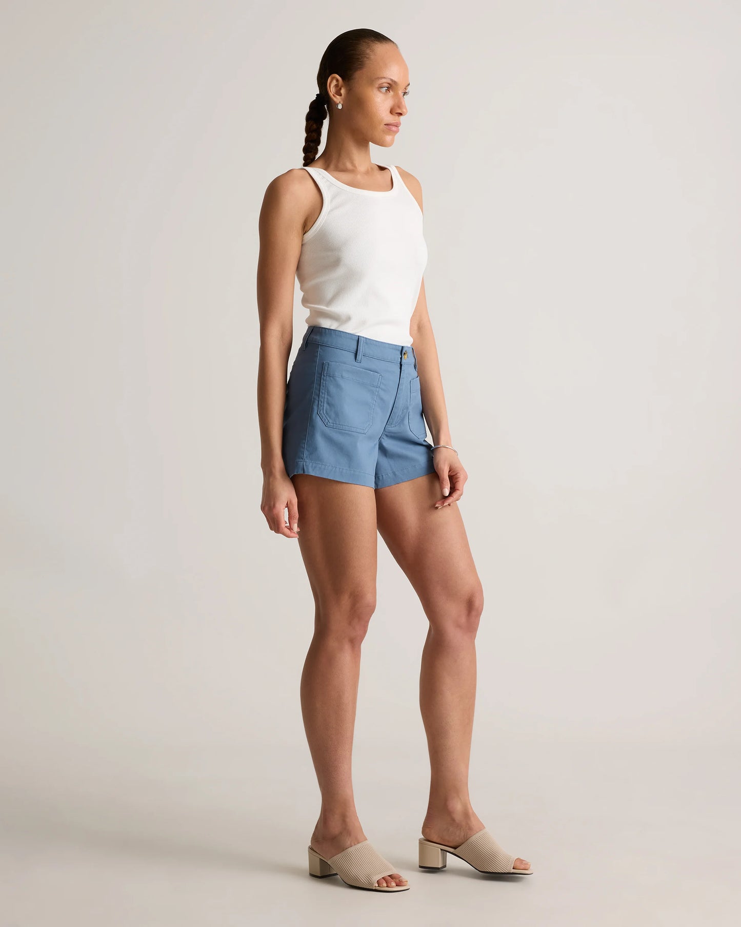 Stretch Cotton Chino Patch Pocket Shorts - 0 / Frost