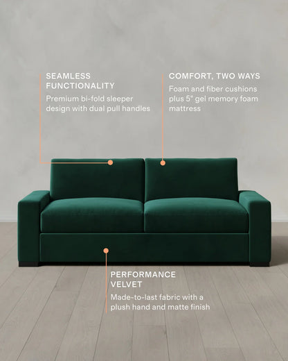 Stillman Sleeper Sofa in Performance Velvet - Queen / Java