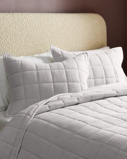 Organic Cotton Gauze Box Quilt - Twin / Mineral