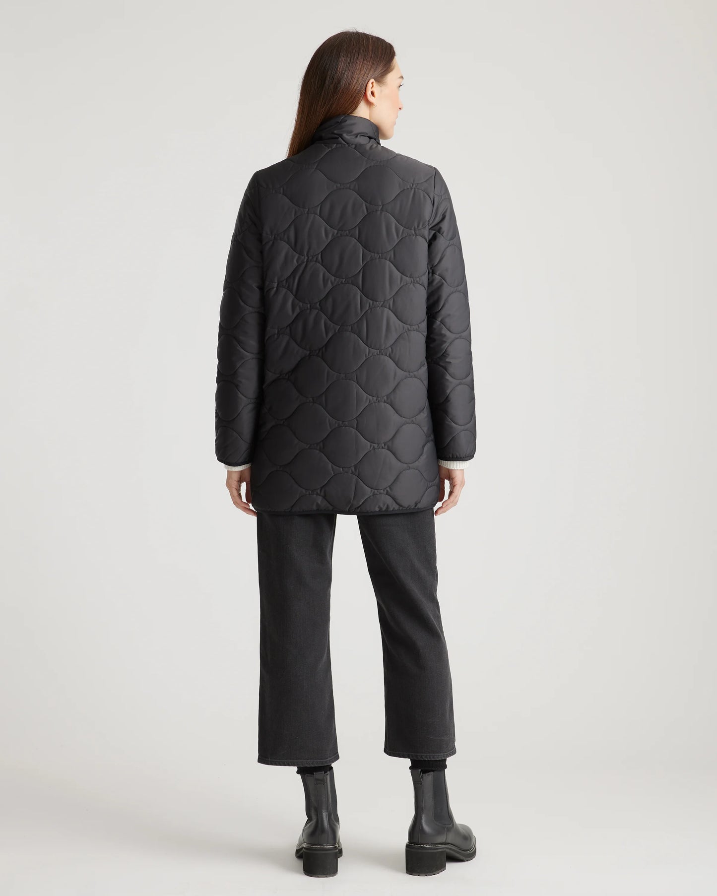 Featherless Quilted Long Puffer Jacket - XS / Silken White