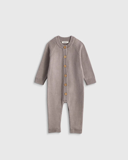 100% Organic Cotton Sweater Romper - 0-3M / Speckled Beige