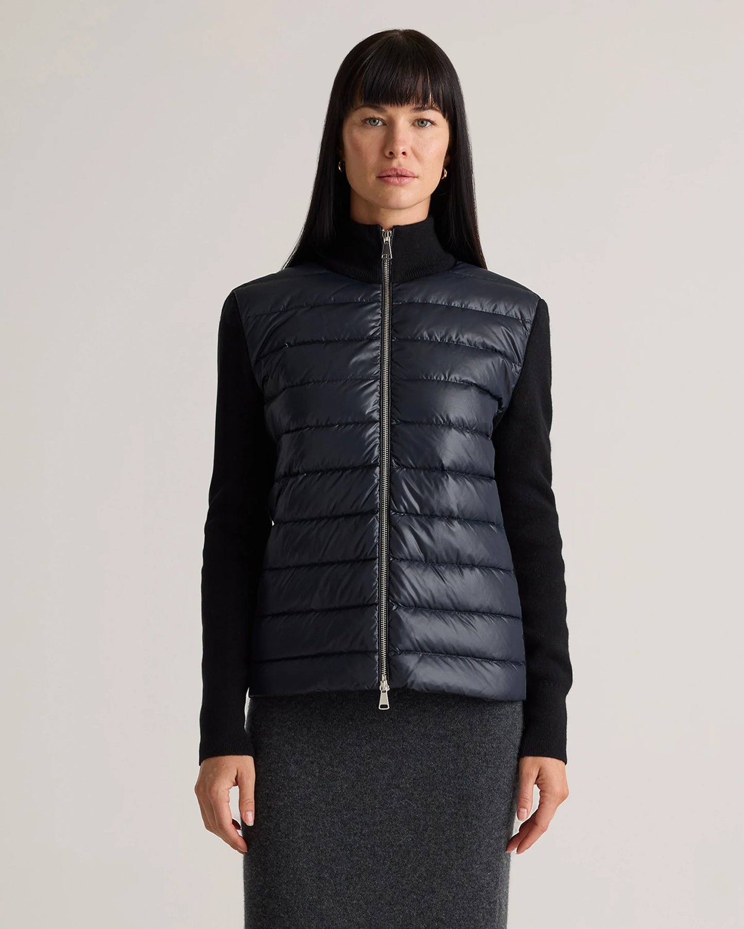 Mixed Media Down and Cashmere Jacket - XS / Oatmilk