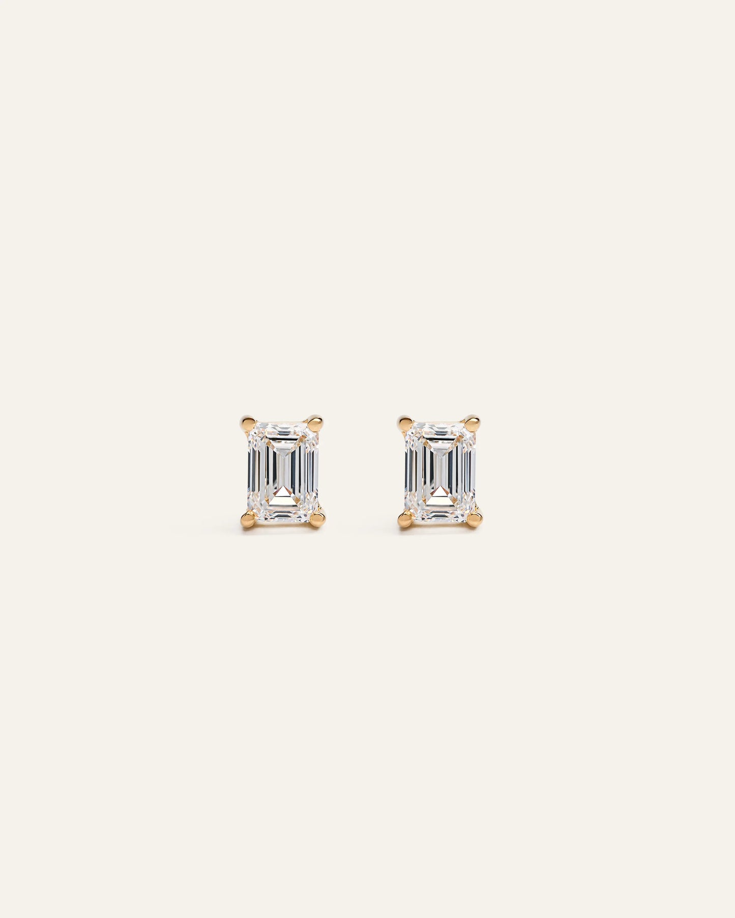 14k Gold Lab Grown Diamond Emerald Solitaire Studs - 1ctw - One Size / Yellow Gold