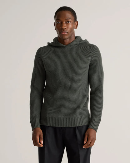 Mongolian Cashmere Fisherman Pullover Hoodie - S / Black