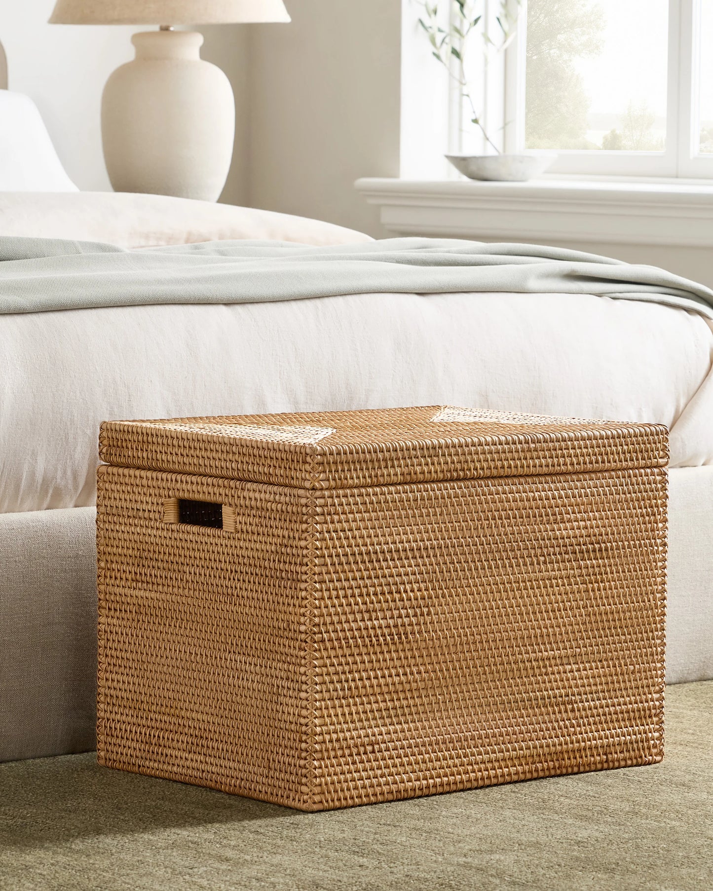 Handwoven Rattan Storage Chest - One Size / Natural