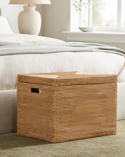 Handwoven Rattan Storage Chest - One Size / Natural