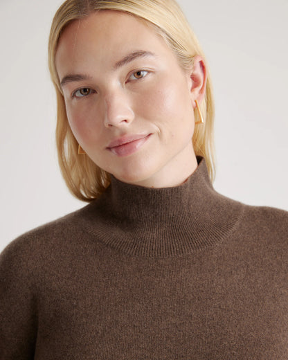 Mongolian Cashmere Turtleneck Midi Sweater Dress - XS / Charcoal
