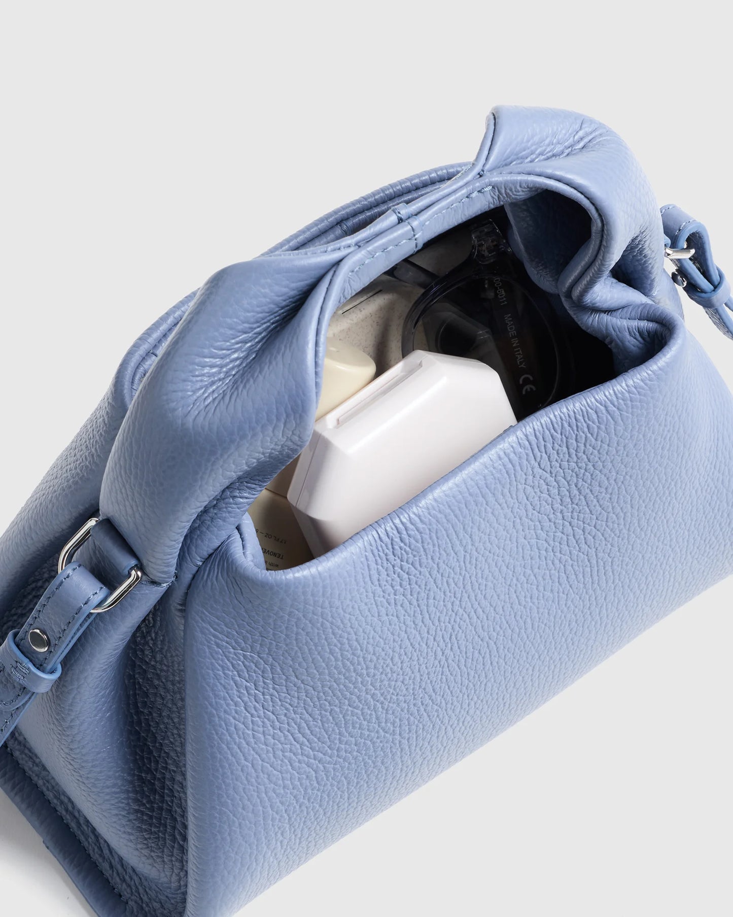 Italian Leather Trapeze Crossbody - One Size / Moonstone Blue