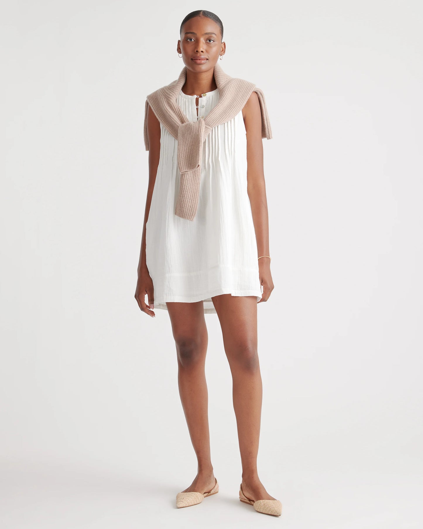100% Organic Cotton Gauze Sleeveless Swing Dress - XS / Amaranth Pink