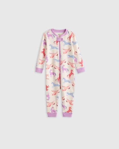 100% Organic Cotton One Piece Pajama - 0-3M / Navy Stripe
