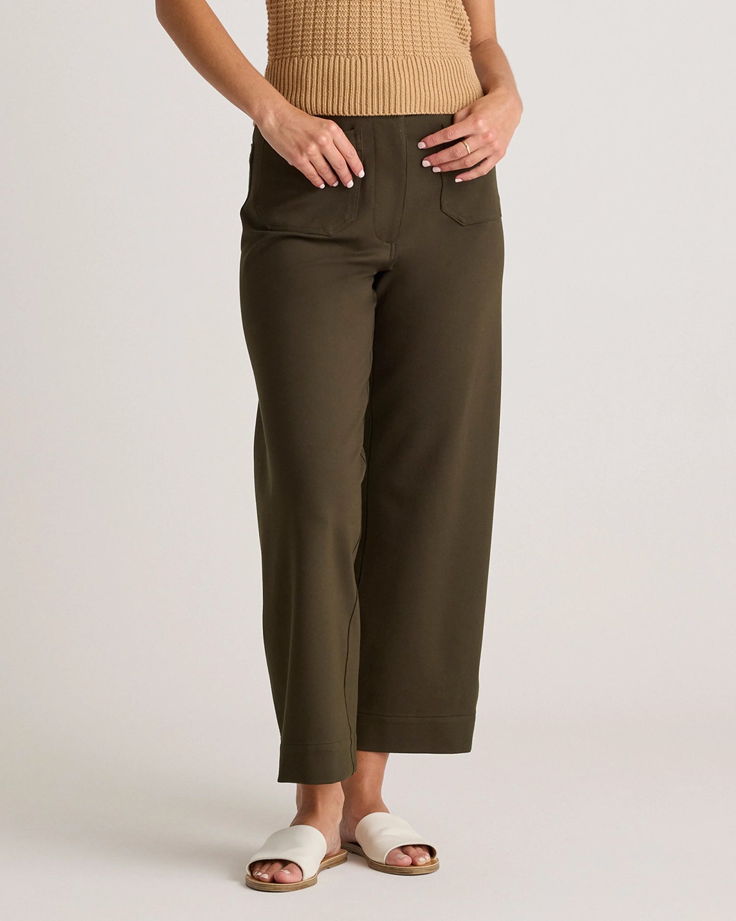 Ultra-Stretch Ponte Cropped Wide Leg Pants - 0 / Espresso