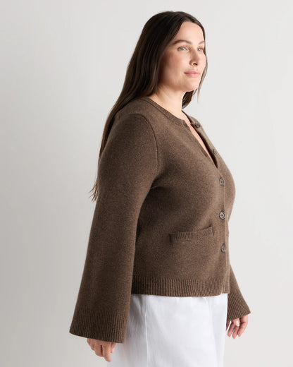Mongolian Cashmere Structured Cardigan - 1X / Oatmeal