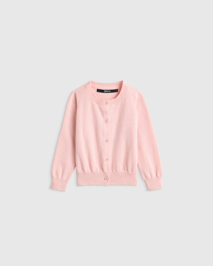 100% Organic Cotton Crewneck Cardigan - 0-3M / Ivory