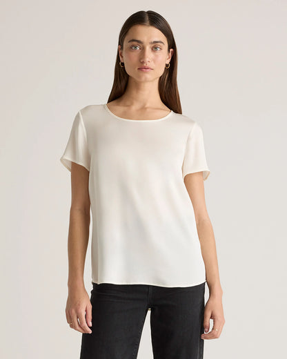 Washable Stretch Silk Tee - XS / Deep Orchid Purple