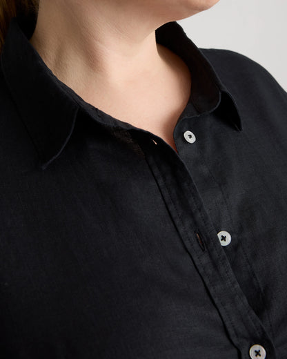 100% European Linen Long Sleeve Shirt - 1X / Flax