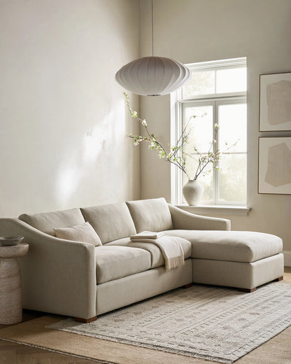 Hollis Slope Arm Chaise Sectional in Performance Velvet - 104" Right Arm / Spruce
