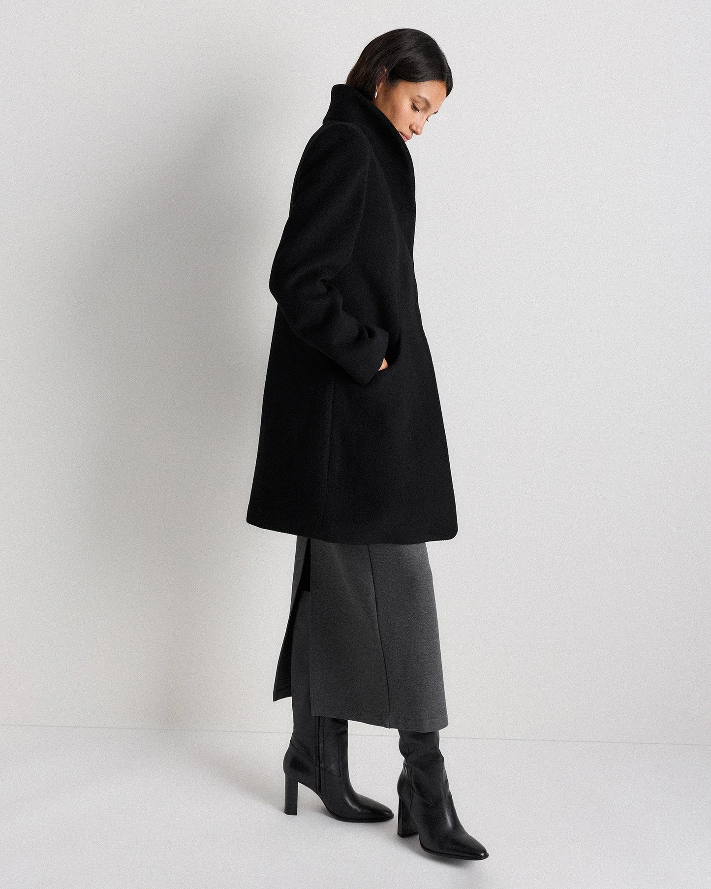 Wool Cashmere Cocoon Coat - XS / Dark Chocolate