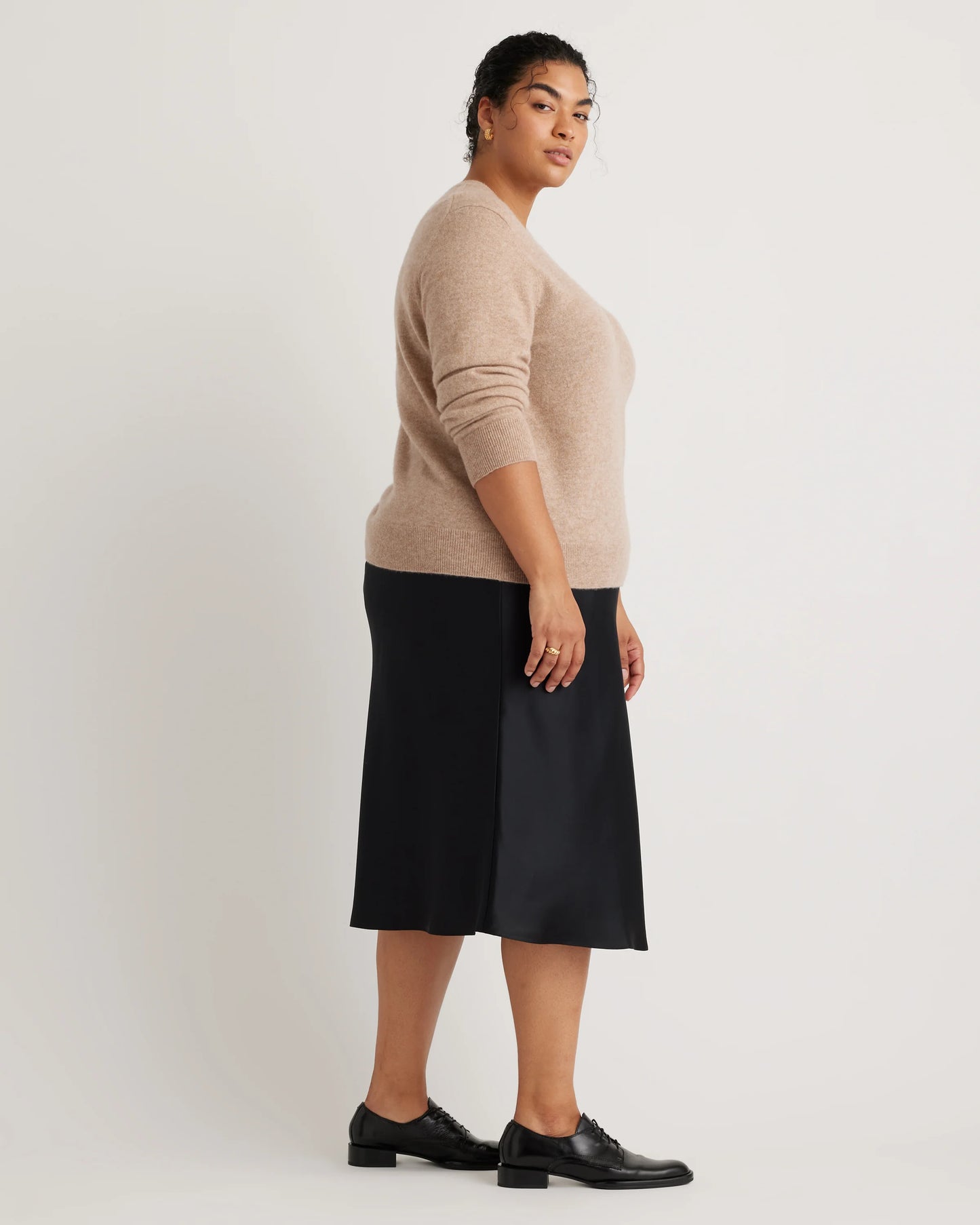 Mongolian Cashmere Crewneck Sweater - 1X / Pale Custard Yellow