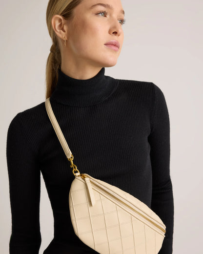 Italian Leather Diamond Stitch Sling - One Size / Cognac