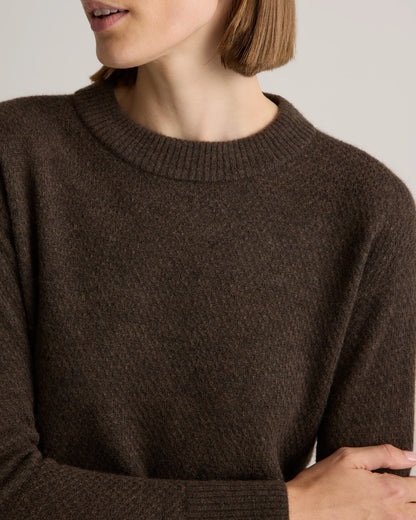 Baby Alpaca-Wool Diamond Stitch Crew - XS / Charcoal